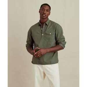 Alex Mill Mens Cotton Twill Popover Shirt Dusty Olive Green Size Large